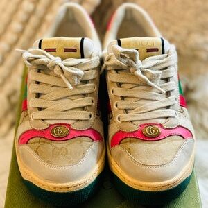 💲SOLD💲AUTHENTIC GUCCI Screener Distressed Sneakers, - Pink, 6.5